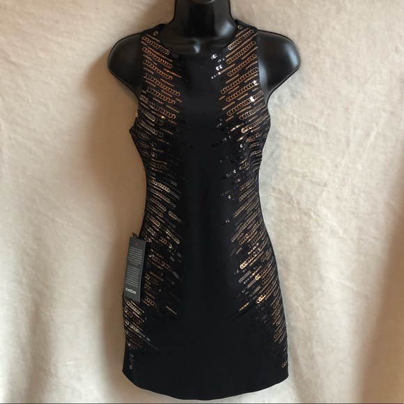 Bebe Black & Gold Sequin Dress - Picture 5 of 5